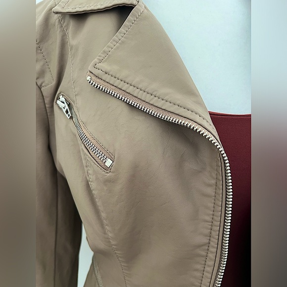 Blank NYC Vegan Leather Moto Jacket in Taupe - Picture 10 of 16